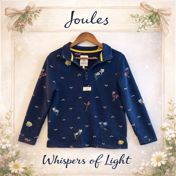 Joules Bee & Wildflower Half Zip Pullover Navy Sweatshirt UK 8 US 4 - Picture 8 of 10